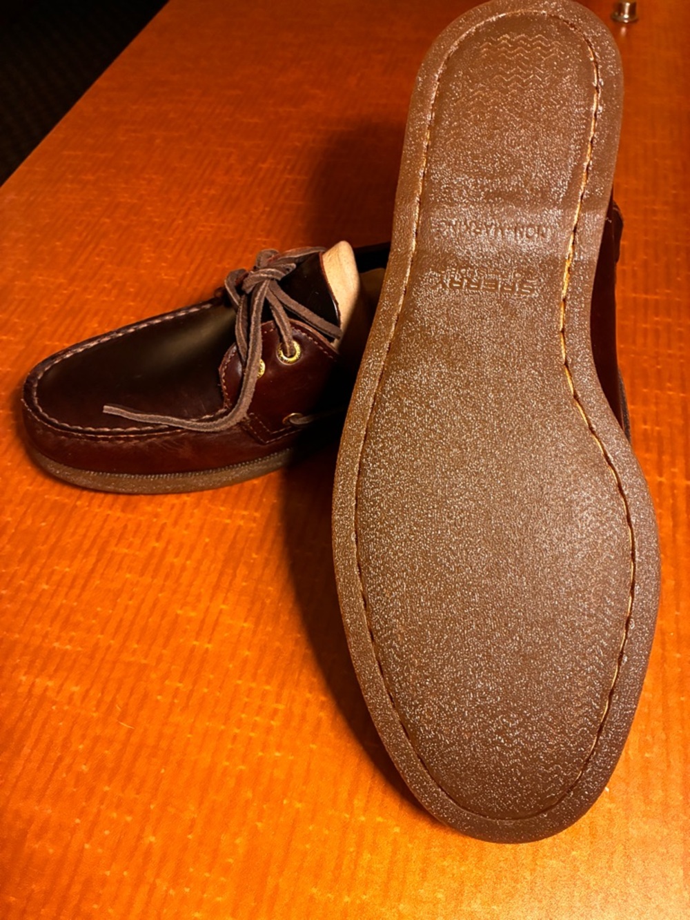 Sperry Chestnut Brown Leather Boat Shoes NEW W/O BOX - Picture 2 of 5